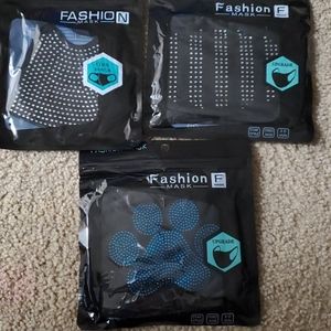 Bling face masks. Very fashionable.